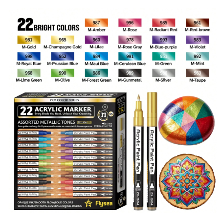SET DE 22 PACKS ACRYLIQUE POINTE FINE METALLIQUE 07MM
