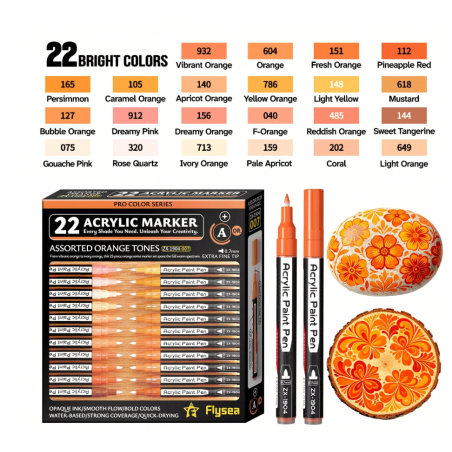 SET DE 22 PACKS ACRYLIQUE POINTE FINE ORANGE 07MM
