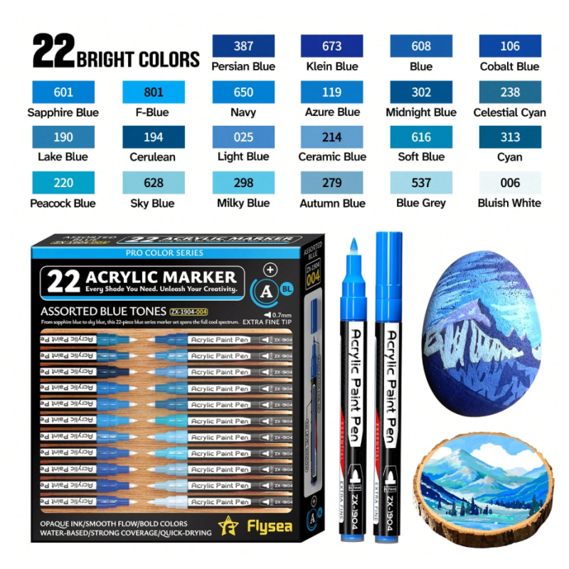 SET DE 22 PACKS ACRYLIQUE POINTE FINE BLEU 07MM