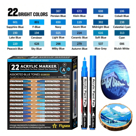 SET DE 22 PACKS ACRYLIQUE POINTE FINE BLEU 07MM