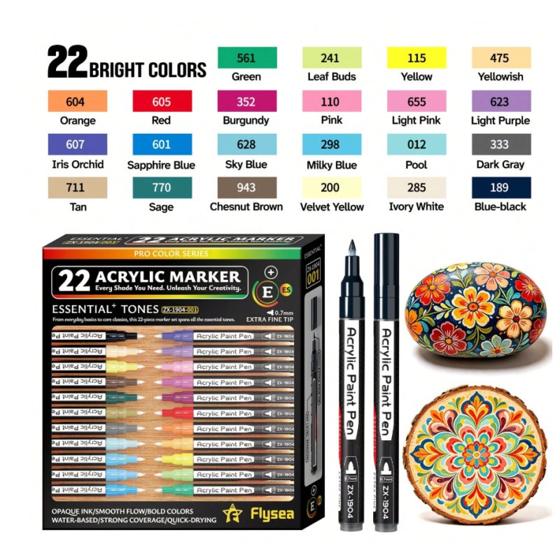 SET DE 22 PACKS ACRYLIQUE POINTE FINE ESSENTIELS 07MM
