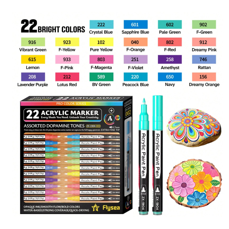 SET DE 22 PACKS ACRYLIQUE POINTE FINE DOPAMINE 07MM