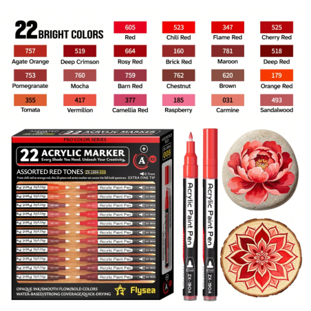 SET DE 22 PACKS ACRYLIQUE POINTE FINE ROUGE 07MM