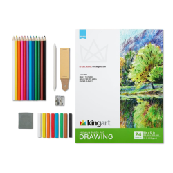 Kit de dessin et d'esquisse professionnel KINGART 25 pièces avec bloc à dessin