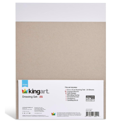 Kit de dessin et d'esquisse professionnel KINGART 25 pièces avec bloc à dessin