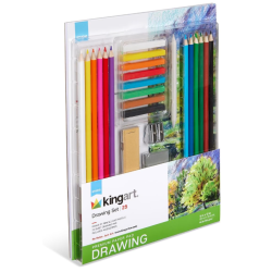 Kit de dessin et d'esquisse professionnel KINGART 25 pièces avec bloc à dessin