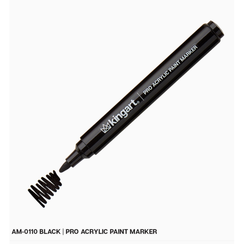 Marqueur de Peinture Acrylique PRO Noir - Pointe Ogive 2 mm KINGART