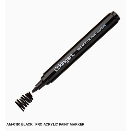 Marqueur de Peinture Acrylique PRO Noir - Pointe Ogive 2 mm KINGART