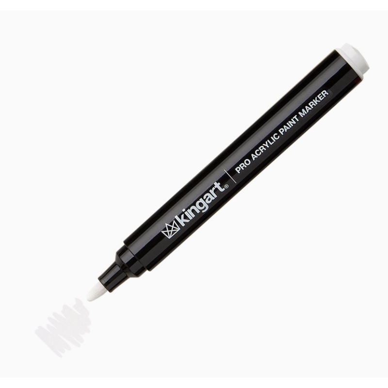 Marqueur de Peinture Acrylique PRO Blanc - Pointe Ogive 2 mm KINGART