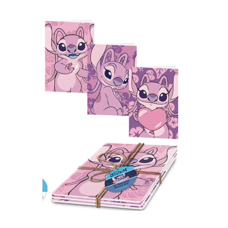 LOT DE 3 Carnets A5 Angel Lilo & Stitch Disney