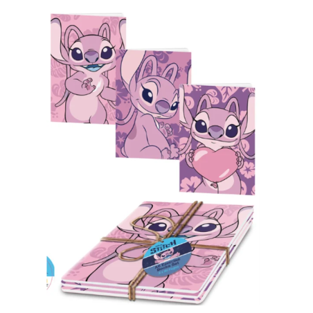 LOT DE 3 Carnets A5 Angel Lilo & Stitch Disney