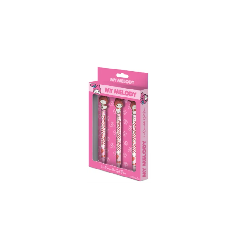 3 stylos Gel Effaçable + Topper My Melody Hello Kitty