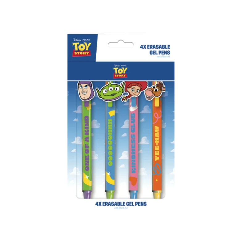 TOY STORY - 4 Stylos à Gel Effaçable + Tête Topper