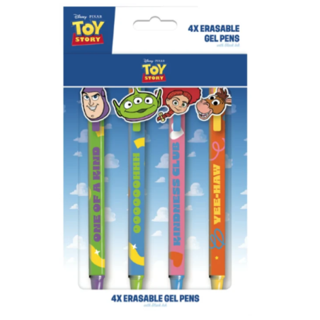 TOY STORY - 4 Stylos à Gel Effaçable + Tête Topper