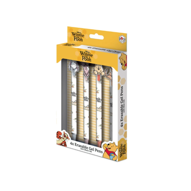 WINNIE L'OURSON - 4 Stylos à Gel Effaçable + Tête Topper