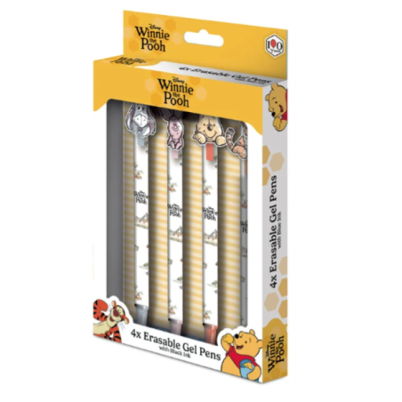 WINNIE L'OURSON - 4 Stylos à Gel Effaçable + Tête Topper