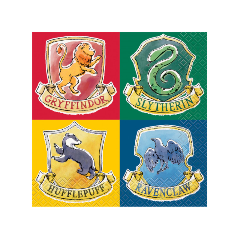 Lot de 16 serviettes Harry Potter-  4 MAISONS