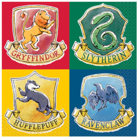 Lot de 16 serviettes Harry Potter-  4 MAISONS